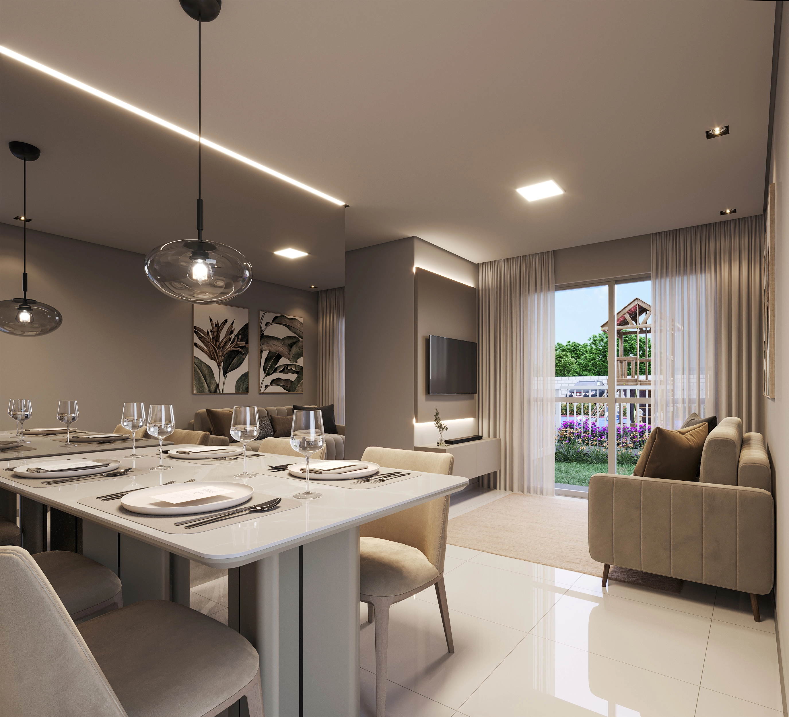 Sala de estar e jantar
